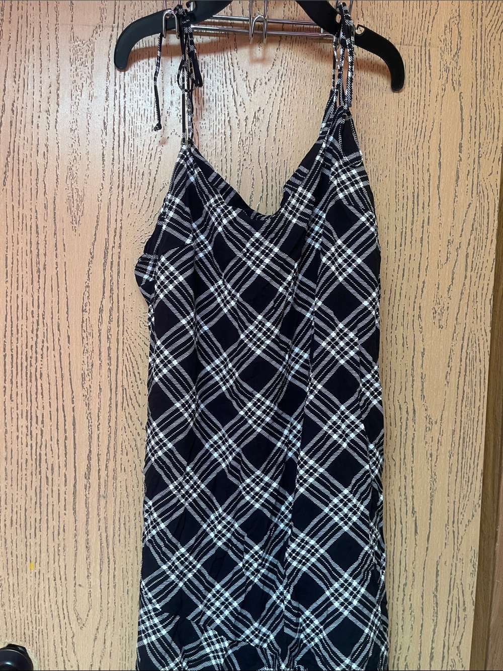 American Eagle Outfitters Black and White Plaid Maxi Dress